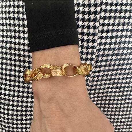 DJADEE Bracciale Donna Oro 18K – Maglia Grosso, Placcato Oro 18 Carati (750), Impermeabile, Antiscivolo, Regalo Di Lusso