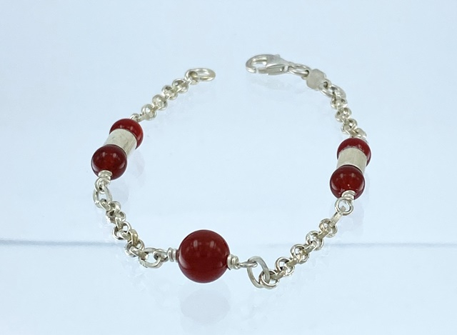 Bracciale Tennis In Argento Sterling 925 Con Granato E Zirconi - Pietra Portafortuna Gennaio, Regalo Donna