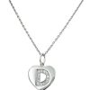 Girocollo stile prezioso in argento con ciondolo a forma di cuore con inciso una lettera ricoperta di zirconi