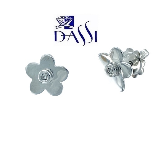 Orecchini A Fiore In Oro 9 Ct Giallo E Bianco – 9 Mm, Chiusura Andralok