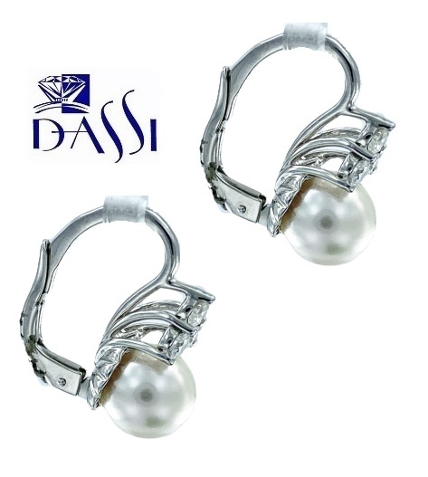 Orecchini Pendenti Con Perle In Argento 925 Placcato Oro Bianco - Perle Bianche 10mm, Ipoallergenici E Anallergici