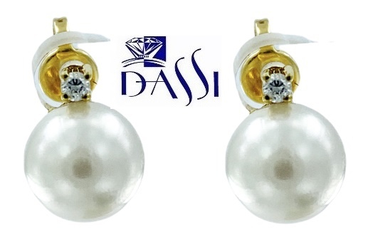 Miore Orecchini A Bottone In Oro Giallo 14kt 585 Con Perle D'Acqua Dolce 7mm - Gioiello Artigianale Italiano, Ipoallergenico