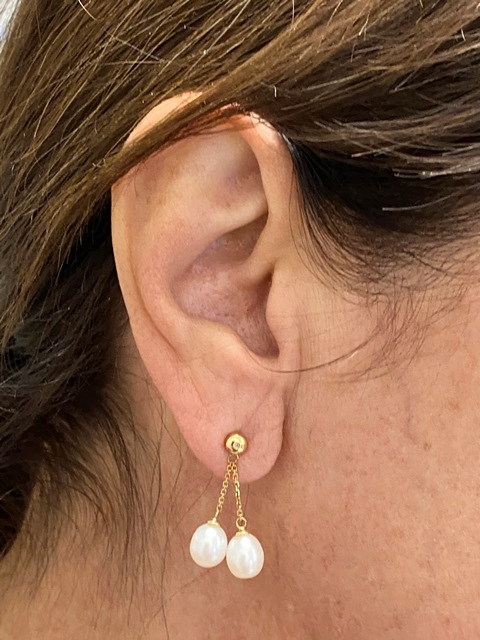 Orecchini Pendenti in oro 18k, Perle Australiane e Corallo R