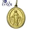 Medaglia religiosa ovale Madonna Miracolosa in oro giallo 18kt