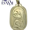 Medaglia religiosa Madonna con bambino ovale in oro giallo 18kt