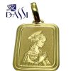 Medaglia religiosa Madonna in preghiera rettangolare Stella in oro giallo 18kt