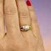 Originale anello in oro giallo e bianco 18kt  con perla misura 7