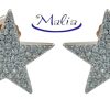 Orecchini a lobo in argento 925 rosè o bianco a forma di stella con pavè di zirconi