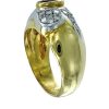 Anello a fascia in oro bicolore 18kt con diamanti e rubino