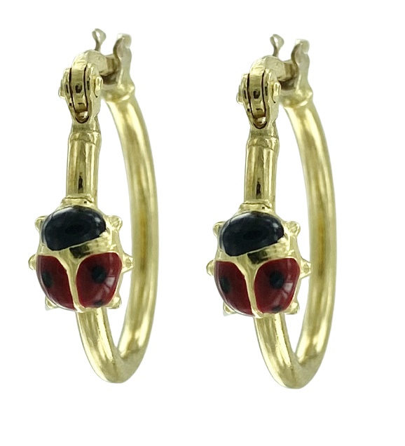 Orecchini In Oro 9kt Con Ciondolo Coniglio E Pietra - Regalo Certificato Per Donna, Anallergici (Chiusura A Vite O Pressione)